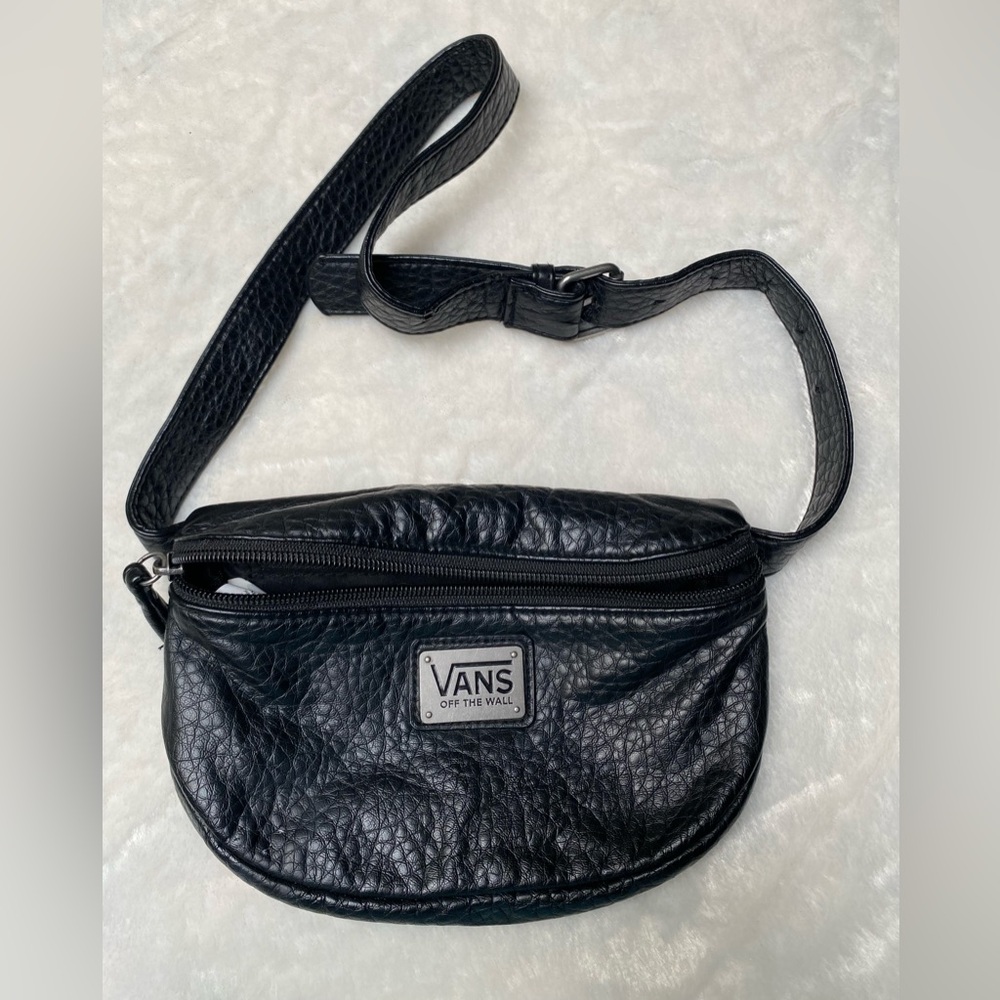Vans Black Textured Leather Belt Bag